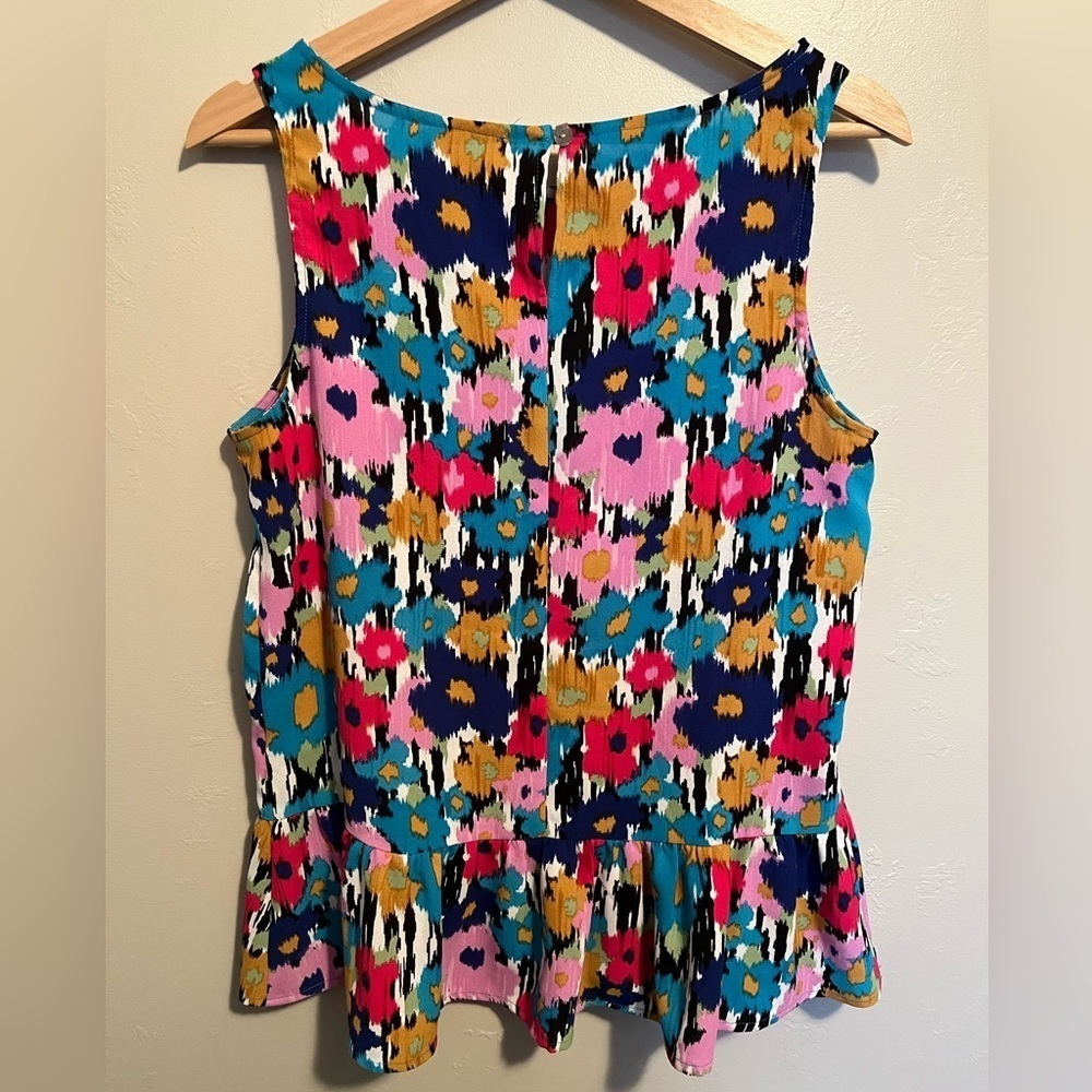 Adyson Parker Vibrant Mixed Print Floral Peplum Tank Top Blouse Multi Size Small - Picture 5 of 9